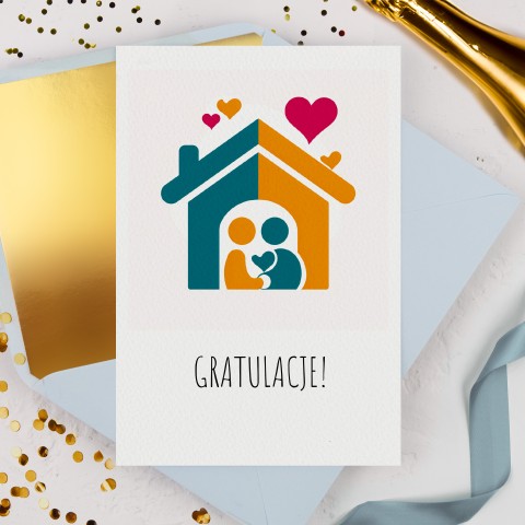 Minimalistyczna kartka z gratulacjami z okazji zakupu mieszkania - Sweet Home